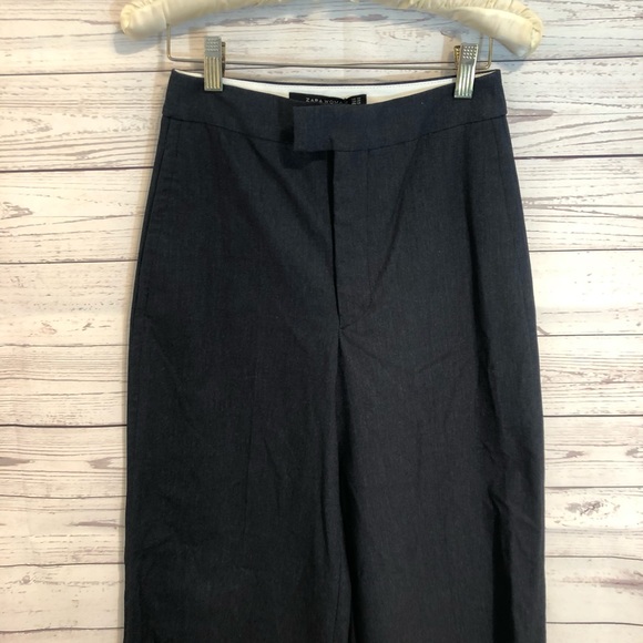 NWT Zara Crop Wide leg navy Pant - Picture 4 of 7